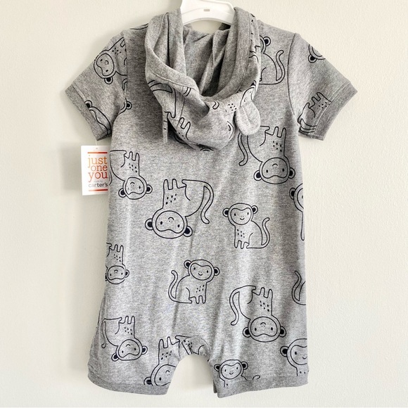 Carter’s Monkey Hooded Romper - Picture 2 of 3